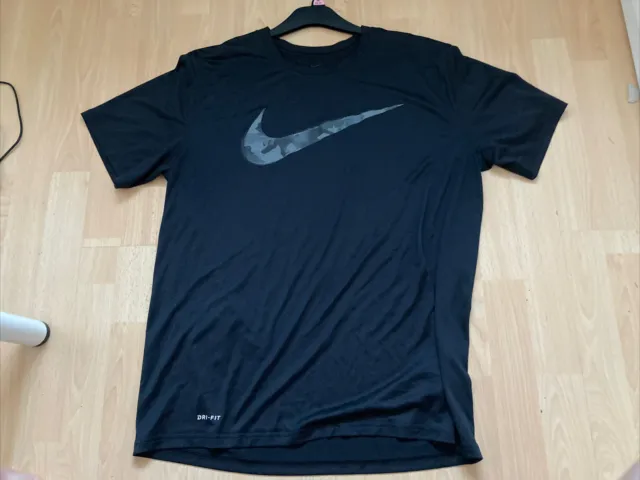 Top Nike Running DriFit nero mimetico manica lunga da uomo grigio taglia extra large