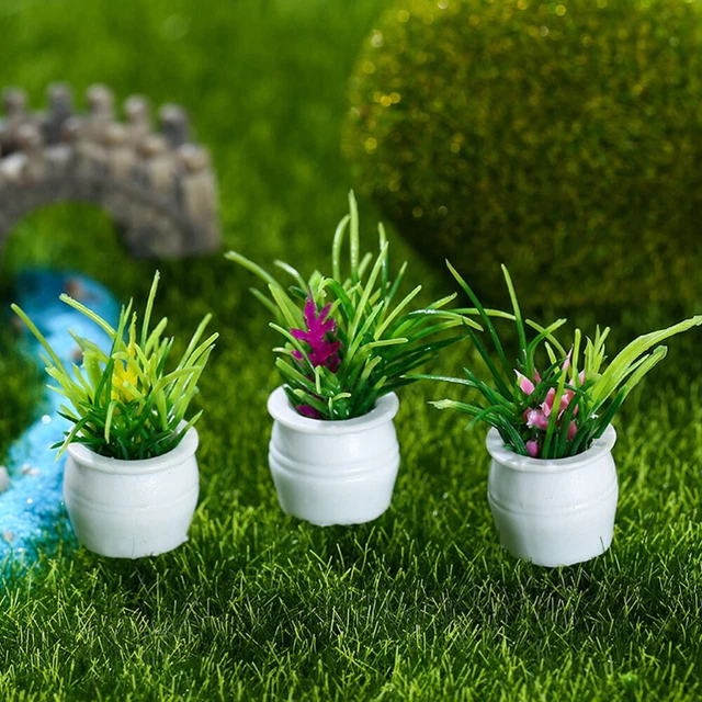 7pcs Simulation Bonsai Miniature Potted Plants for Desk Decor Doll House Home