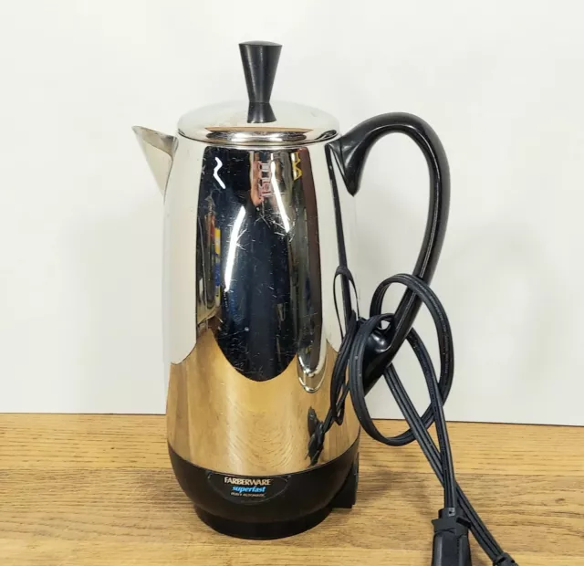 VINTAGE FARBERWARE PERCOLATOR No. 212 Electric Original Cord Coffee Pot Set  240 $24.99 - PicClick