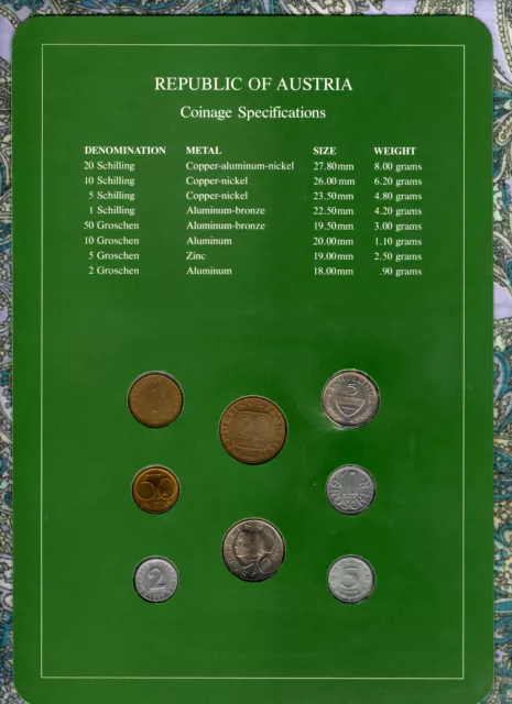 Coin Sets of All Nations Austria w/card UNC All 1984 but 2 Groschen 1983 2