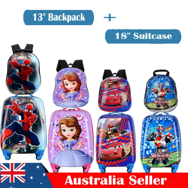 2PC Kids Toddler Luggage Set 18"Suitcase+13"Backpack Carry On Bag Travel Carry