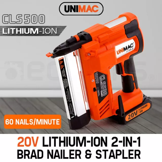 UNIMAC Brad Nailer Staple Gun Cordless 2-in-1 Lithium 20V Nail Gun 18ga Nails
