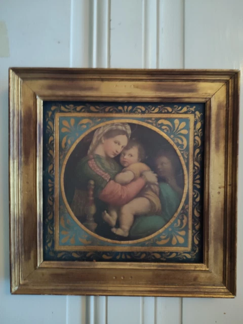 LOT 2 ANCIENS CADRES EN BOIS AVEC REPRODUCTIONS PEINTURES MA