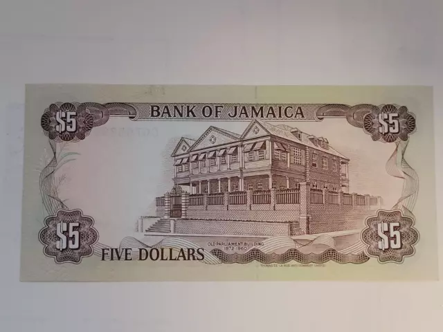 1991 Jamaica $5 Dollars Norman Manley Bank Note 2