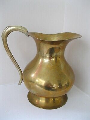 Vintage Large Solid Brass Pitcher with Handle 7 1/4" tall, no maker marks