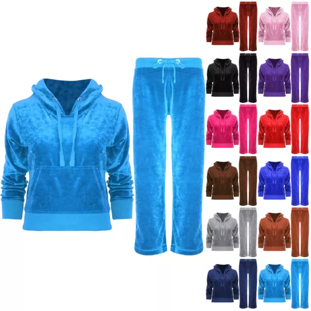 Women Hoodie Hooded Velvet Velour Jogging Ladies Bottom Top Loungewear Tracksuit