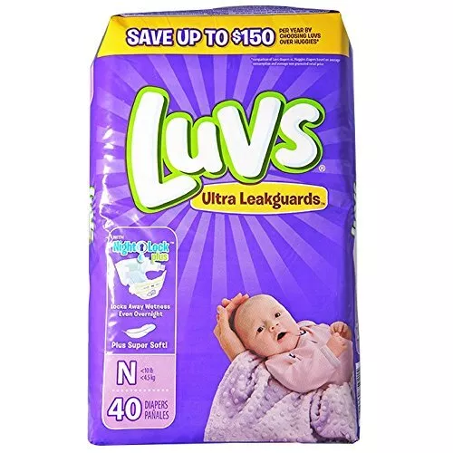 Luvs Newborn Ultra Leakguards Diapers, 40 Count Newborn, White