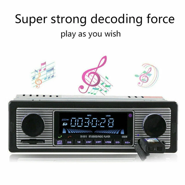 Vintage Car Bluetooth Radio MP3 Music Player Stereo AUX Classic Car Stereo Audio