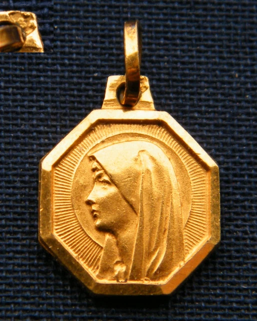 Magnifique Médaille Religieuse Vierge marie.ancienne En Plaqué ORIA BEG