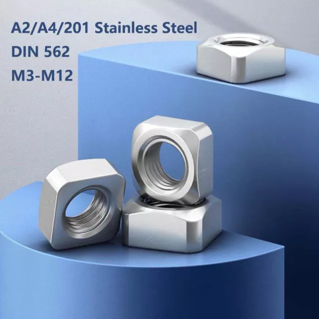 A2/A4/201 Stainless Steel Square Nuts Thin Type DIN 562 M3 M4 M5 M6 M8 M10 M12