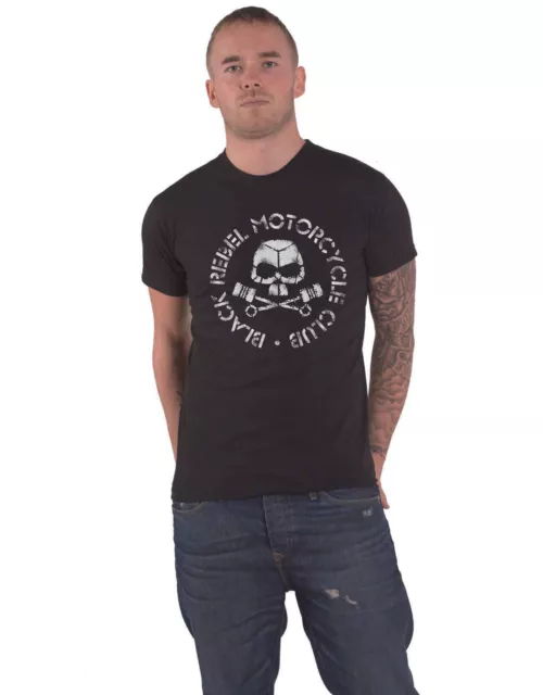 T-shirt nera Rebel Motorcycle Club pistone fascia cranio logo ufficiale uomo nero