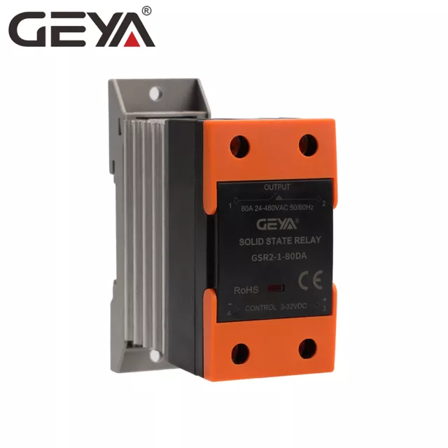 GEYA Solid State Relay SSR-10/25/40/60/80/100/120DA 3-32DC to 24-480AC&Heat Sink