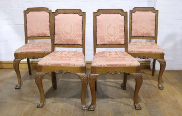 Vintage carved oak set of 4 dining kitchen chairs