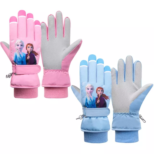 Kids Girls Frozen Winter Waterproof Warm Gloves Cartoon Ski Snowboard Mittens