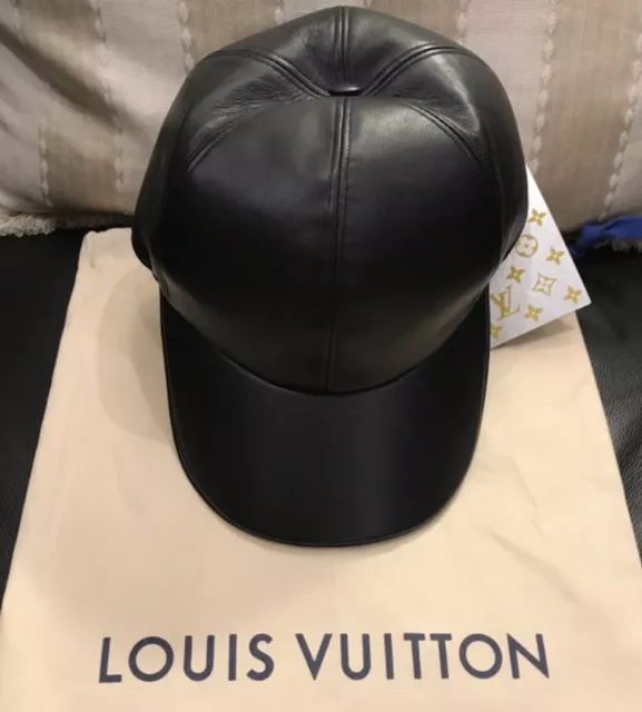 Louis Vuitton 21FW Black x Blue Leather Damier Infini Baseball Cap Hat  16lv45