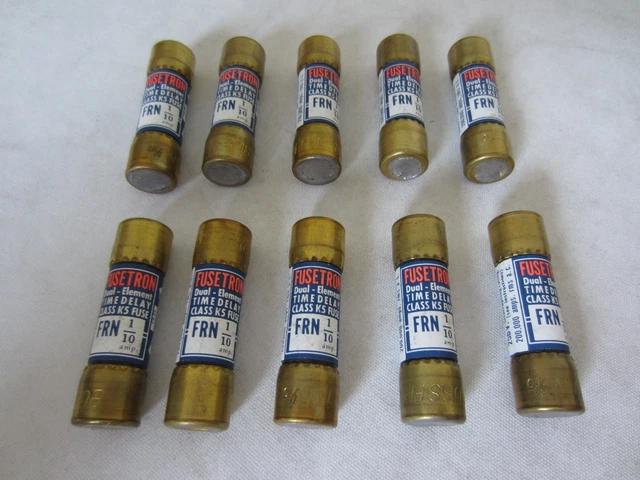Lot De 10 Buss Bussmann Fusetron Frn1/10 FRN-1/10 Amp 0.1A Fusibles