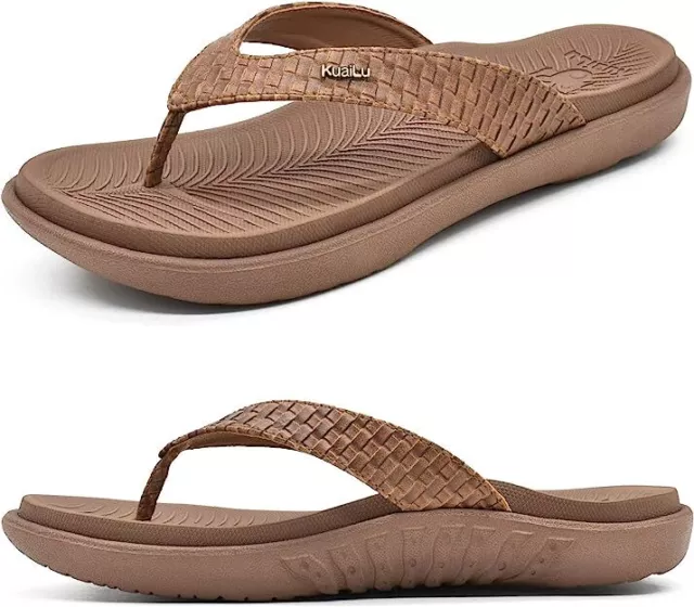 Size 6 KuaiLu Women's Yoga Flip Flops with Arch Support Thong Sandals Non-Slip