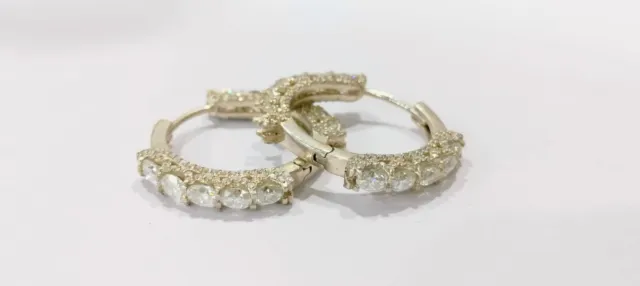 3Ct Round Cut  Lab-Created Diamond Huggie Hoop Earrings 14K Yellow Gold Finish