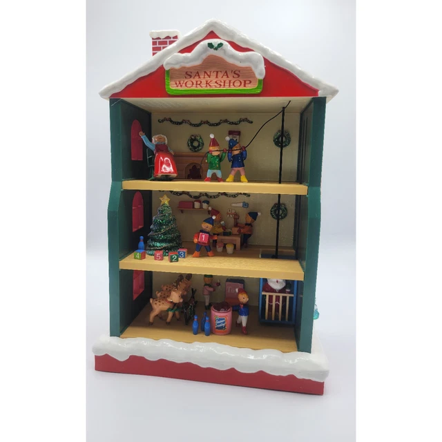 Electronic Santa's Workshop with Box TESTED Elves Santa Elevator Lights