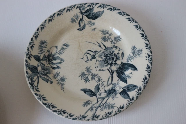 ANCIENNE ASSIETTE TERRE De Fer Gien Coquelicots Et Papillons EUR 45,00 - FR