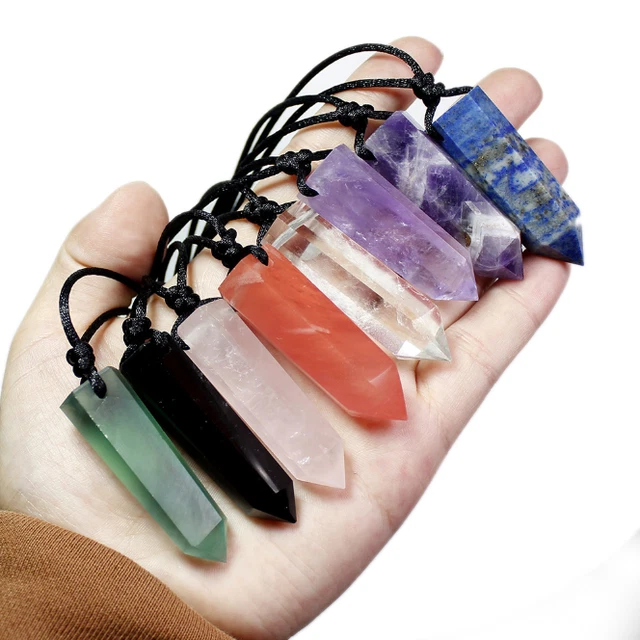 Natural Quartz Crystal Point Obelisk Wand Reiki Pendant Necklace Chakra Healing