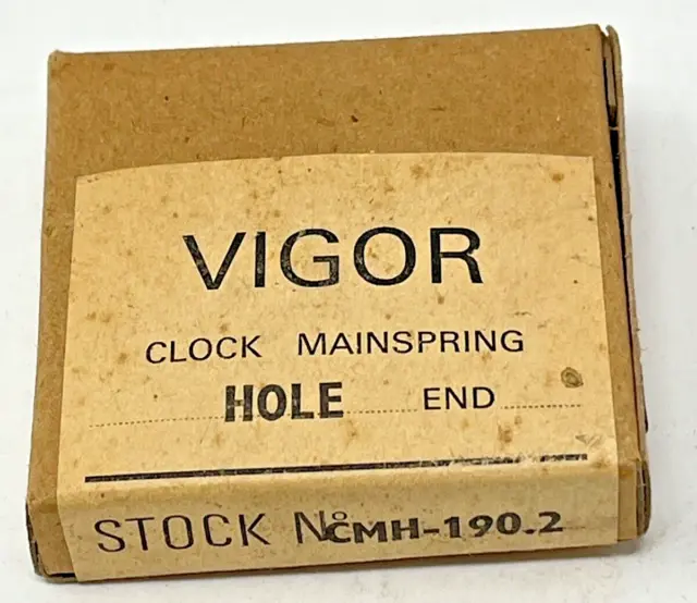 NOS Clock Mainspring  No. CMH-190.2 - 3/4"x0.010"x39 1/2", Hole End.  (CM35)