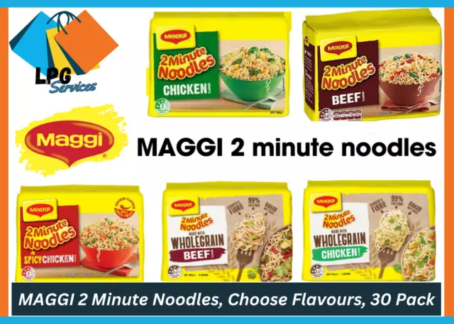 NEW MAGGI 2 Minute Noodles,Choose Flavours,30 Pack,6 x 5 Pack FREE SHIPPING l AU