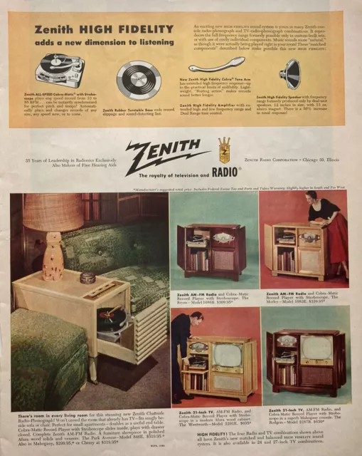 Vintage 1953 Zenith Print Ad - The Royalty of Television and Radio - Collectible