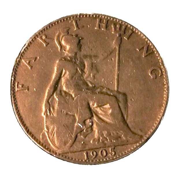 KING EDWARDVS VII FARTHING 1/4d COIN ( DATE 1905 ) EX/FINE CONDITION MH567