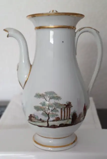 XIX époque Empire CAFETIERE porcelaine de Paris décor peint
