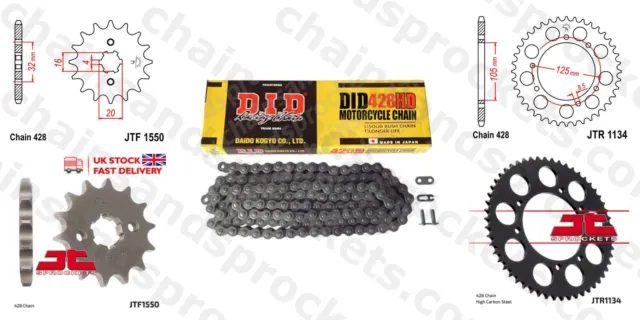 DID- Chain Sprocket Kit 14t 54t 428HD 136 fits Rieju 125 Marathon Pro SM 09-15