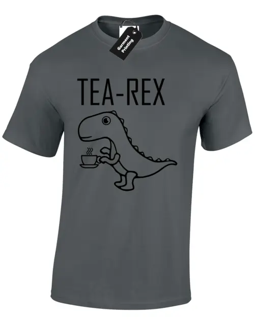 T Shirt Da Uomo Tea Rex Design Divertente T Rex Dinosauro Caffè Novità