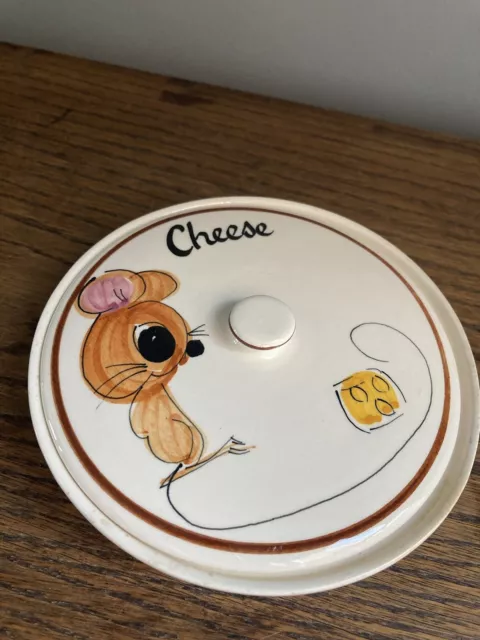 Vintage Retro Toni Raymond Pottery Lidded Cheese Dish With Mouse Kitsch Ceramic