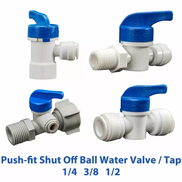 1/4" 3/8 " Tube Ball Valve Quick Connect Shut Off for RO Water Aquarium