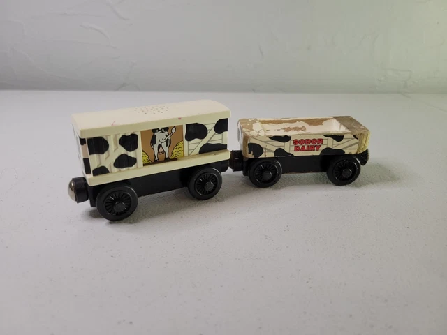 THOMAS & FRIENDS Wooden Railway Sodor Dairy Cars Milk Barrel Car & Cow