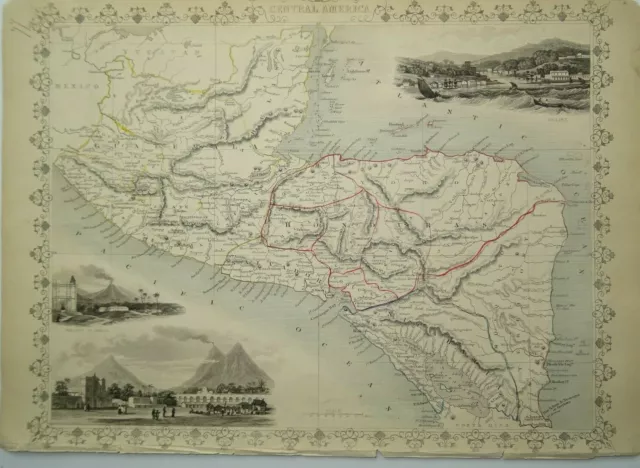 Antique map of Central America by John Tallis 1851