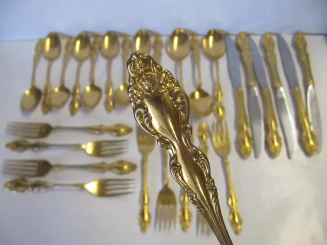 Juego de vajilla electrochapada en oro Oneida 1881 Rogers de colección de 28 piezas cuchara con horquilla