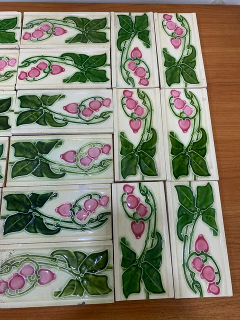 Tiles Rare Antique Vintage Architecture 6x3 inch Backsplash Art Deco England 15
