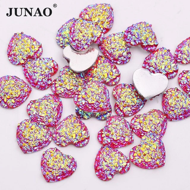 Purpurina Rojo Ab Corazón Cristales Pedrería Appliques Resina Piedras Pegatina