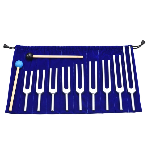 9Pcs Tuning Fork Set Tuning Forks Aluminium Alloy for Instrument Silver