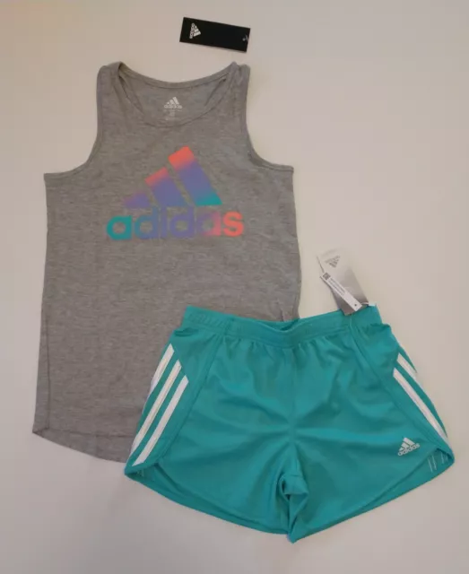 New! Girl's Adidas Tank Top and Shorts Outfit Size Large 14