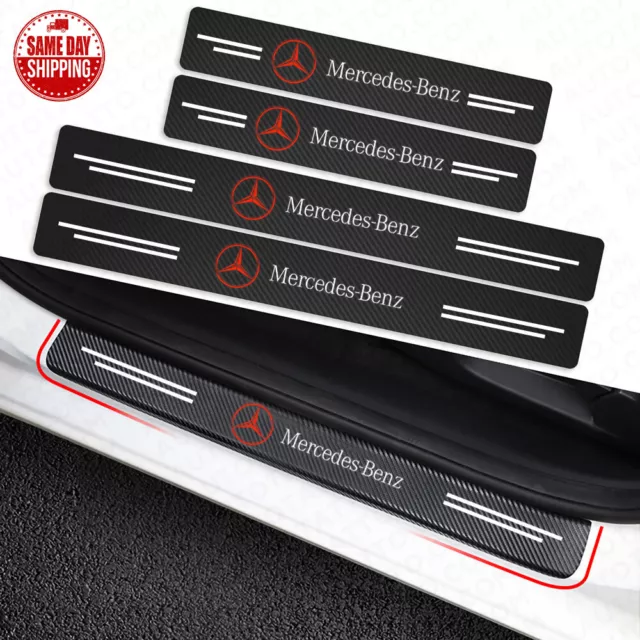 4x Mercedes Car Door Plate Sill Scuff Cover Anti Scratch Decal Sticker Protector