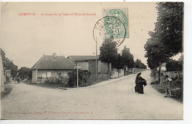 SOMPUIS - Marne - CPA 51 - Avenue de la gare and rue de Soudé