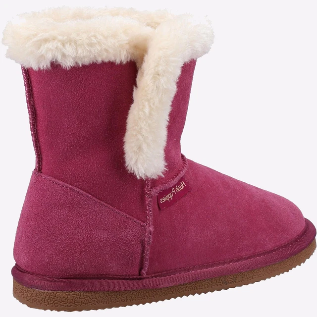 Hush Puppies Ashlynn Femmes Cuir Fausse Fourrure Bottines Rose 3