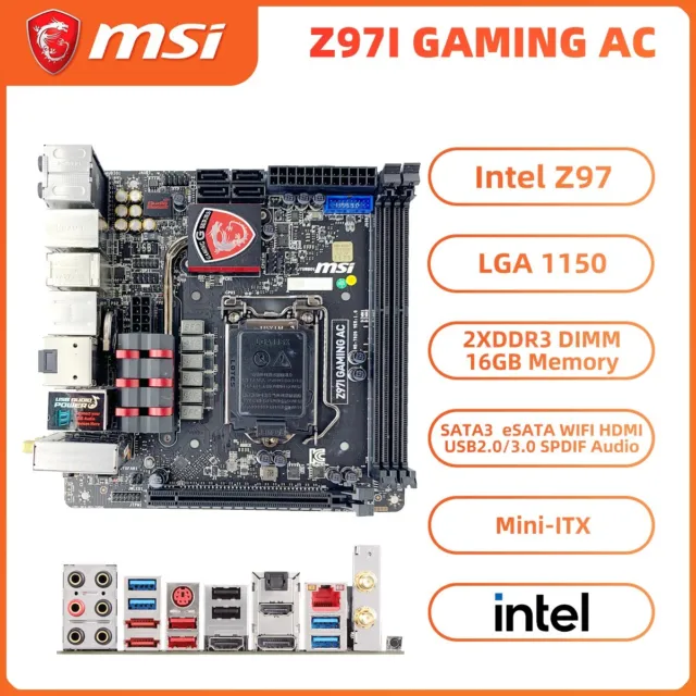 MSI Z97I GAMING AC Motherboard Mini-ITX Intel Z97 LGA1150 DDR3 SATA3 HDMI WIFI