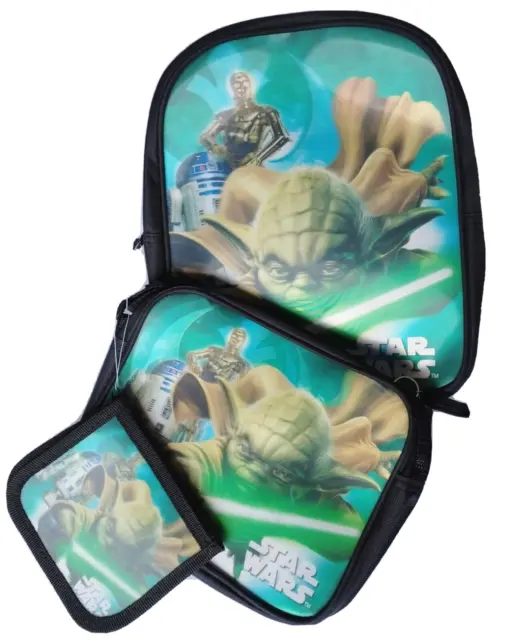 Rucksack 3 teilig Star Wars Kinder Umhängetasche Brustbeutel Yoda  Disney neu