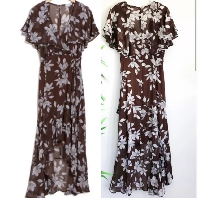 Calvin Klein Brown Floral Maxi dress Size 2