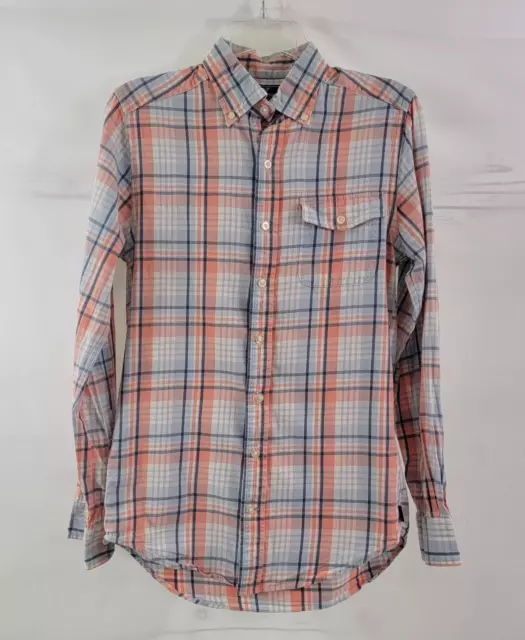 Vineyard Vines Men's Large Slim Fit Crosby Orange Blue Plaid Button Down Shirt