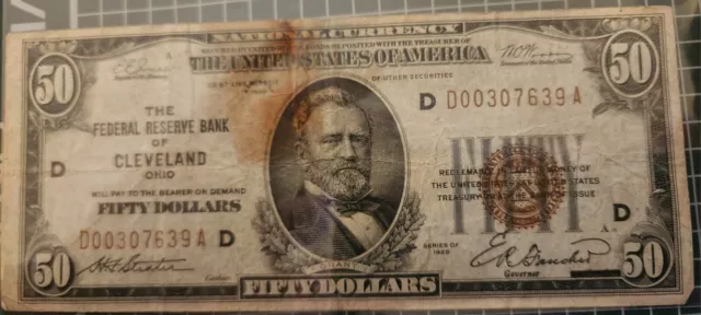 1929 $50 Federal Reserve Bank Note