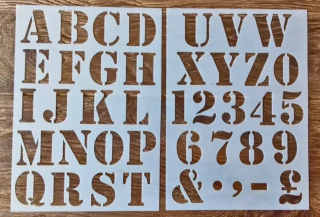 Numbers letter Alphabet plastic stencil large 50mm height vintage shabby chic